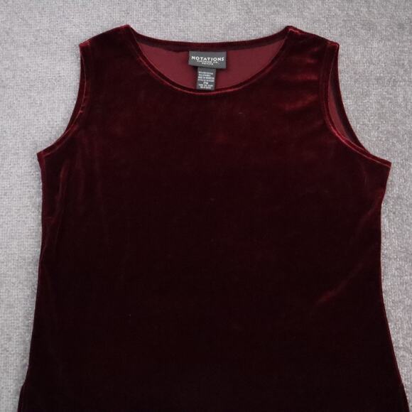 Women's Notations Petite Medium Red Velvet Sleeveless Blouse - Picture 5 of 9
